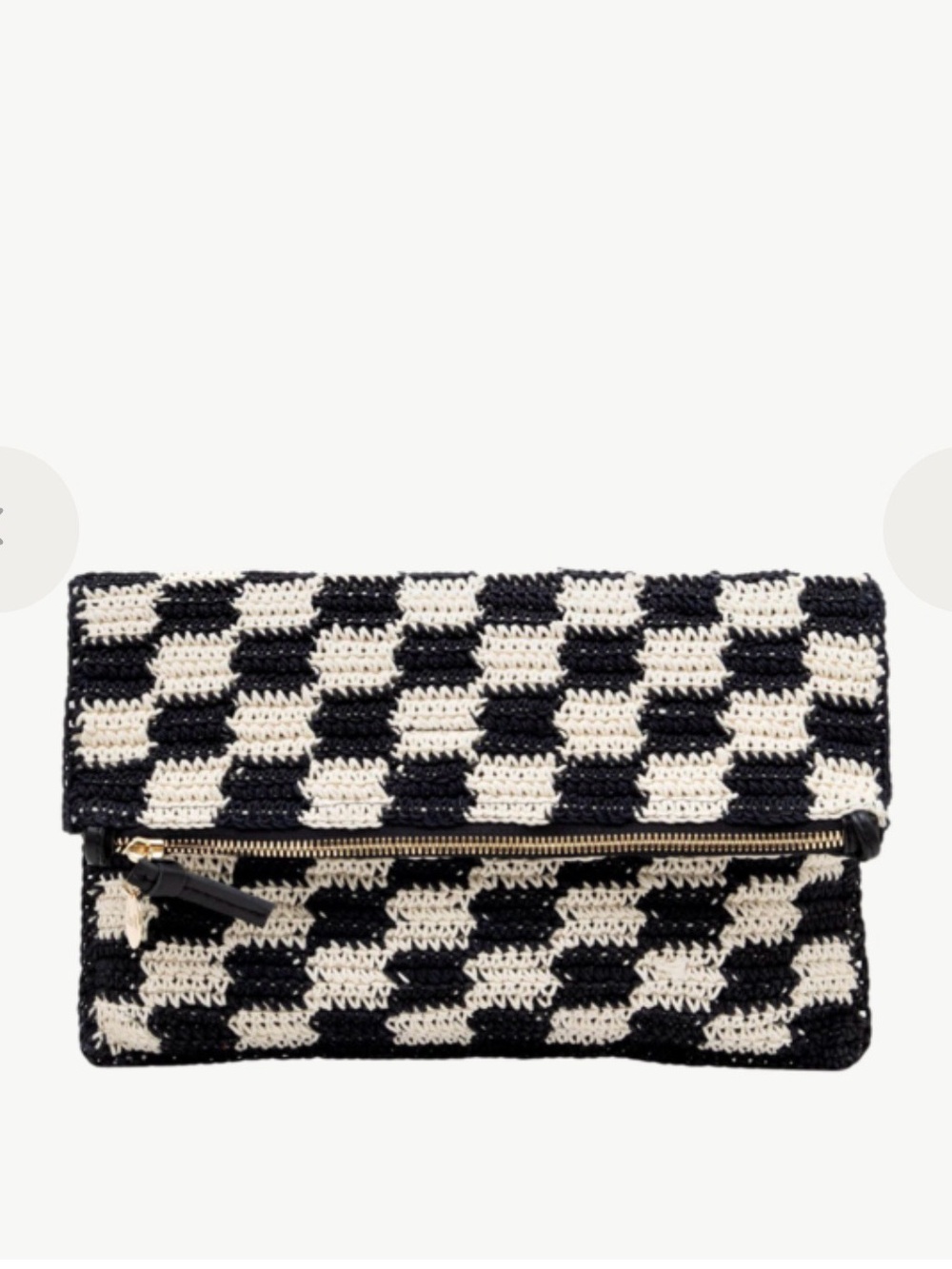 Clare V Fold Over Clutch in Crochet Checker // Black and Cream - Picture 2 of 5